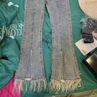 ราคา กางเกงยีนส์แต่งขนนก s (6939720480)