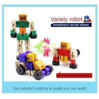 ราคา ของเล่น หุ่นยนต์ไม้แปลงร่างเป็นรถ เพื่อการศึกษา Gift รูปโมเดล บล็อกตัวต่อ rare item Wooden Transformation Robot Toys (18853512088)