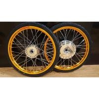 ราคา ชุดล้อทองขอบ#17 1.40x2 ดุมกระจกพร้อมยางนอกลายไฟ+ยางใน ใส่ Click110, Click-i, Scoopy-i, Zoomer-X, ICON (42461977915)