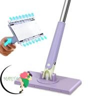 ราคา MARITA No Wash Lazy Mops, Snap-Grip ผ้าอัตโนมัติสะดวกเปลี่ยน Clever Mini Mop, เครื่องมือทําความสะอาดบ้านเปียกและแห้งใช้คลิป Sweeper Mopping Stick (29294061691)