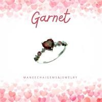 ราคา แหวนเงินแท้ 92.5% แหวนฝังพลอยโกเมนสีแดง เจียระไนทรงหัวใจ ♥️ (40950444972)