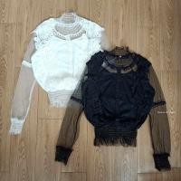 ราคา เสื้อคอปีนสม็อคแขนยาว อกแต่งลูกไม้ มีซับในในตัว ผ้าซีทรู (41703089195)