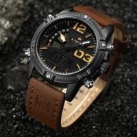 ราคา หรูหราในราคาเบาๆนาฬิกาข้อมือชาย กันน้ำ นาฬิกา naviforce แท้ รุ่นNF9095-BYBN สายหนัง ของแท้100% (897645339)