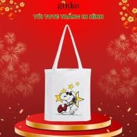 ราคา GINKO กระเป๋าโท้ทผ้าแคนวาสสีขาว Basic Style มีซิป (มีกระเป๋า) พิมพ์ลาย SNOOPY M236 (52404184452)