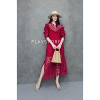 ราคา เสื้อผ้าแฟชั่นสไตล์เกาหลี ชุดเดรสยาว Dress ชุดเดรสสวยเพรียวสุดชิค Free Size สีแดงพร้อมส่ง สวยเหมือนแบบ (2296031898)