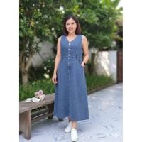 ราคา เดรสยีนส์ยาว size l แขนกุดสียีนส์ฟอก 302 (29128951344)
