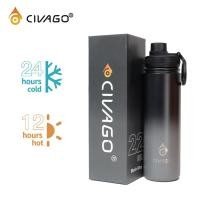 ราคา CIVAGO (22oz)ขวดน้ําดื่มร้อนและเย็นหุ้มฉนวนสุญญากาศปากกว้างพร้อมฝาปิดพวย (56901384132)