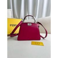 ราคา FENDI Peekaboo ISeeU กระเป๋าถือและสะพายข้างหนังแกะไซส์เล็ก สีแดง สำหรับผู้หญิง 0228 431 (26383084692)