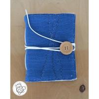ราคา สมุดทำมือ ขนาด A6 ปกผ้าฝ้ายทอมือ สีน้ำเงิน เย็บลายบนปกด้วยมือ กระดาษเนื้อใน Greenread 80 g (No 2) (12575946627)