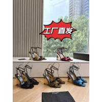 ราคา [Saint Laurent YSL] รองเท้าส้นสูง Classic Royal Sister Big Logo & Cross Strap สำหรับผู้หญิง (46554453132)