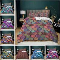 ราคา สีสไตล์โบฮีเมียนชุดเครื่องนอนลายสก๊อตเรขาคณิตลงผ้าห่มปกกับปลอกหมอนกษัตริย์ราชินีขนาดสิ่งทอที่บ้าน (46202759095)