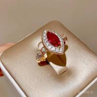 ราคา แหวนเงิน 925 ฝังทับทิมสีแดงและเพชร synthetic ทรง Marquise สไตล์โบราณ KB2T (44026892765)