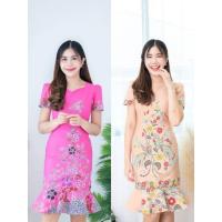 ราคา ชุดดุจทอง เดรสผ้าปาเต๊ะแท้ นำเข้า อัดกาวทั้งชุด ทรงหางปลา (9248189930)