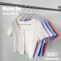 ราคา เสื้อครอปผ้าร่องกระดุมผ่าหน้า (4841871444)