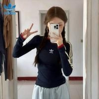 ราคา ADIDAS ของแท้ 100% อาดิดาส ผู้หญิงปักโลโก้บางรอบคอผ้าฝ้ายสั้นด้านบนแขนยาว (26192069985)