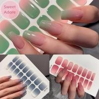 ราคา Sweetadore 16 ชิ้น/แผ่นกึ่งเจลยาทาเล็บสติกเกอร์ติดทนนานครีมต่อเล็บ Full Cover Gradient สี Cured Slider TH (29024308723)