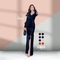 ราคา Ommishop ชุดราตรี 1116K คอวีหน้าหลัง แขนยาวผ่า กำมะหยี่ เดรสออกงาน ชุดงานแต่ง เพื่อนเจ้าสาว (22254230891)