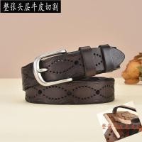 ราคา สายเข็มขัดหนังแท้สีดำสำหรับผู้หญิง สายเข็มขัดยีนส์หนังแท้ หนังวัวแท้ (27127455672)