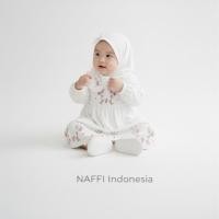 ราคา นาฟฟิ เสื้อผ้าเด็กผู้หญิงมุสลิม 0-3 เดือนนุ่มสีชมพูทารกแรกเกิดชุดคอปกลายดอกไม้ (46103078074)
