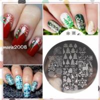 ราคา แผ่นปั๊มลายเล็บ กลม คริสต์มาส กวาง ปีใหม่ opi essie orly zoya (637342721)