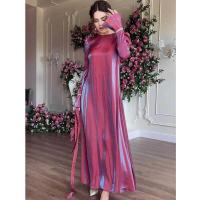ราคา ▥ Eid Dubai Silky ชุดเดรสสำหรับผู้หญิง Abaya ชุดเดรสปาร์ตี้ Morocco ชุดลูกไม้ผูกเชือก Kaftan Isla (24692739133)