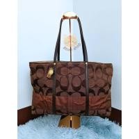 ราคา COACH (โค้ช) แท้ % ผ้าทอสีน้ำตาล ทรงช้อปปิ้ง (25400386441)