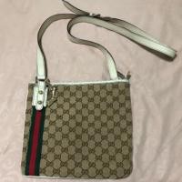 ราคา แท้%GUCCI Beige/Ebony GG Canvas Vintage Web Jolicoeur Charms Messenger Bag (1613298404)