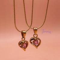 ราคา สร้อยคอ Thenecess Hollow Love Inlay Pink Gold18K (21705740716)