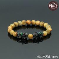 ราคา หินตาเสือทอง โกลเด้นไทเกอร์อายส์ Golden Tiger Eye ขนาด 8 มิล ปี่เซียะเปลี่ยนสีคู่ สีดำ หินแท้ 100% หินตาเสือ เสือทอง (2293978846)