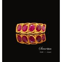 ราคา RS - 004 แหวนพลอยแดงทับทิม (5ม.)งานทองแท้90% มีใบรับประกันทางร้านทุกชิ้น (1579694679)