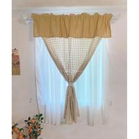 ราคา ผ้าม่านมินิมอลสีครีม ผ้าม่านคอกระเช้า ผ้าม่านหน้าต่างสีครีมทูโทนคอกระเช้าน้ำตาล ขนาดกว้าง110ยาว130cm (15830990251)