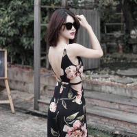 ราคา ชุดจั๊มสูทลายดอกเว้าเอวสวยเซ็กซี่ พร้อมส่ง (934303341)