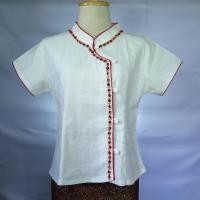 ราคา เสื้อชุดไทย สีขาวปักดอก คอจีนแขนสั้น ผ้าฝ้ายล้านนา ผ้าไทย ใส่ไปวัด ใส่ทำงาน ทำบุญ งานแต่ง งานบวช (1179212254)