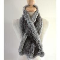 ราคา ผ้าพันคอเฟอร์แท้ ขนกระต่าย สีเทา (1794275659)
