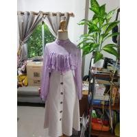 ราคา เสื้อทำงานสีม่วงคอปีน ชีฟองบางเย็นสบาย (16424164028)