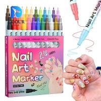 ราคา DOOUR Nails Art Marker Pens, Art Nail Decorative Waterproof Nail Art Pens Set, 12/24 สี Quick Dry Nail Art Marker สําหรับ (47803745132)