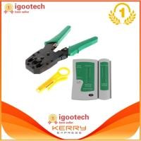 ราคา iGo Set 2in1 คีมเข้าหัวสายแลน RJ45 CAT5 RJ11 RJ12 LAN Cable Wire Crimper Crimp Plier Strip Tool Green + ตัวเช็คสายแลน (4311724564)