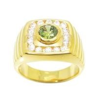 ราคา แหวนผู้ชายพลอยสีเขียวส่องประดับเพชรล้อม รุ่น 2261 (23954306560)