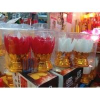 ราคา เชิงเทียนดอกบัวมีสีขาว/สีแดงแถมถ่านแบบใส่ถ่านขนาดสูง4นิ้ว (42355866055)
