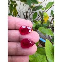 ราคา ทับทิม พม่าเทียม 20 กะรัต(CARATS) พลอย ขนาด 10X14 มิล ( MM) 2 Pcs (2 เม็ด) PEAR SHAPE LAB MADE RED PINK RUBY BURMA COLOR (24269810612)