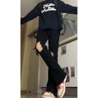 ราคา 1245พร้อมสต็อก ฤดูร้อนผ้าม่านย้อนยุคเล็กน้อยสีเทากางเกงยีนส์ผู้ชายตรงหลวมขากว้างอินเทรนด์ฉีกกางเกงยีนส์ (53353804126)