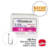 ราคา Mata PERALATAN ตะขอตกปลาขนาด 18 Youvella ตะขอตกปลานําเข้าเกาหลีสีเงิน 100 ชิ้นอุปกรณ์ตกปลา (25237480492)