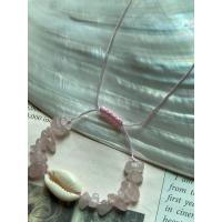 ราคา สร้อยข้อมือเชือกรูด ตรงกลางหอยเบี้ยขาวถักด้วยหินโรสควอตซ์ (41117385161)