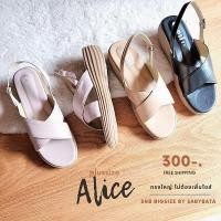 ราคา SALE รองเท้าไซส์ใหญ่ 41-45 รุ่น Alice ส้นตึก รัดส้น ส้นเตารีด ส้นขนมปัง bigsize plussize (20024436541)