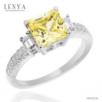 ราคา LENYA แหวน CZ สีเหลืองจาก SWAROVSKI เพิ่มความโดดเด่น ขนาด 6 มิล ตัวเรือนเงินแท้925 ชุบทองคำขาว (42872757057)