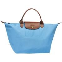 ราคา พร้อมส่ง!!! New Longchamp le Pliage size M หูสั้น สีฟ้า (25208426)