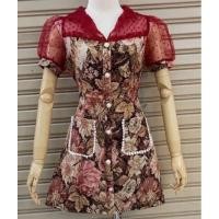 ราคา จั้มสูทขาสั้นงานป้าย yoko แขนพองผ้าทอลายดอก งานซิปหลัง ทรงสวย❤️‍ (25327388271)