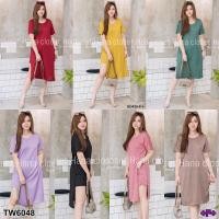 ราคา JB6048 Set #สาวอวบ เสื้อตัวยาวผ่าข้าง+กางเกงขาสั้น (4420179211)