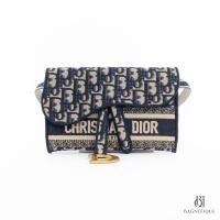 ราคา [ของแท้] DIOR SADDLE BELT BAG 20 BLUE OBLIQUE GHW มีใบรับประกัน ตรวจสอบได้ทุกใบ ✅ (29108239354)