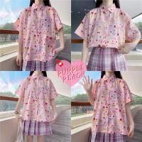 ราคา ♥︎ เสื้อเชิ้ตสีชมพูลายน้องหมีน่ารัก เสื้อเชิ้ตแขนสั้น เสื้อเชิ้ตสีชมพู (11166096413)